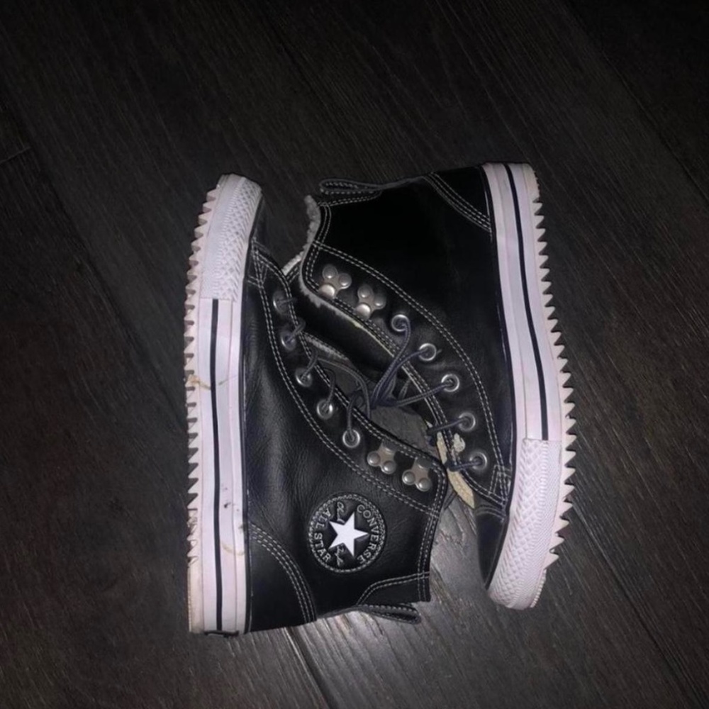 converse leather hi tops !